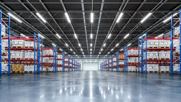 istock Interior of a warehouse. 3d illustration 2182205439