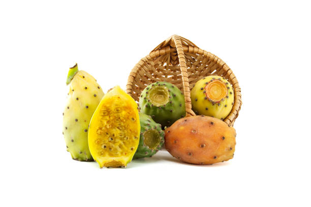 istock Vibrant prickly pears arranged in a wicker basket on white background, highlighting their vivid hues 2182208994