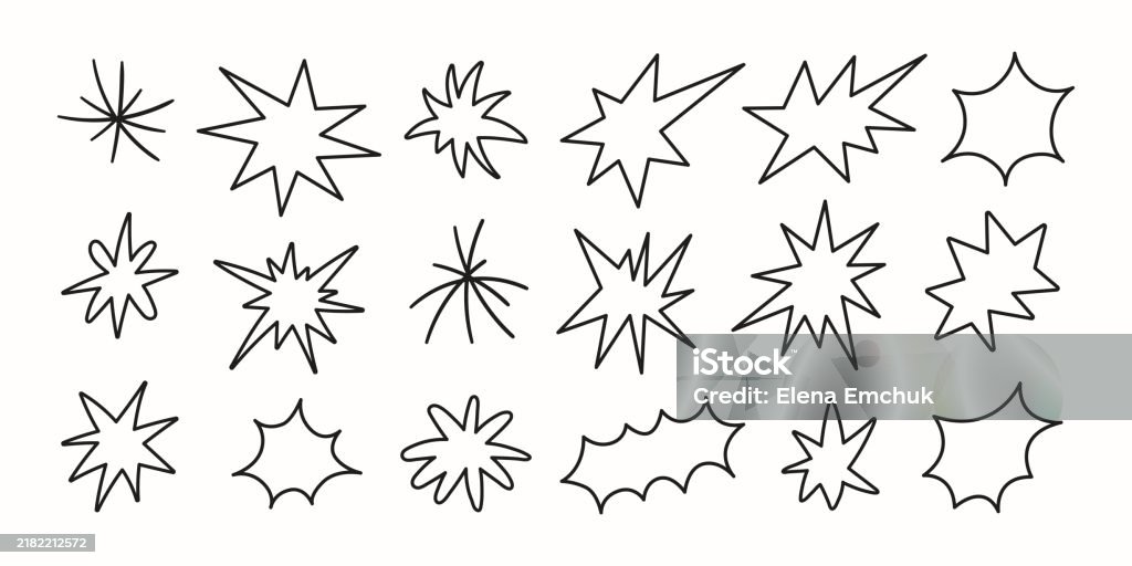 Linear Sticker Vector Set Of Linear Stickers Scribbles And Doodles Isolated On A White ...