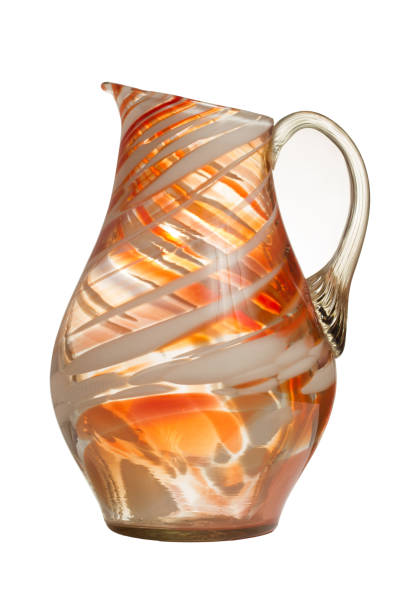 istock Yellow glass jug with pattern on white background. 2182213527