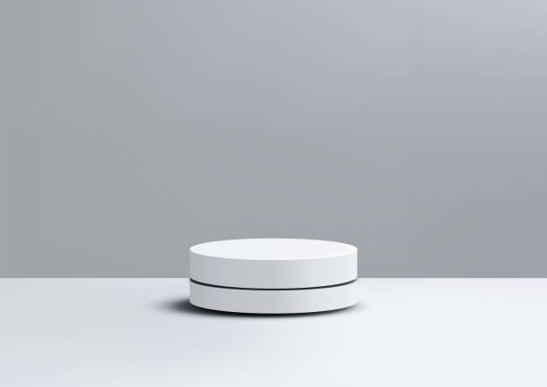 istock 3D White Cylinder Podium on Minimal Gray Background for Product Display and Showcase, Clean, Modern, and Elegant Mockup Scene 2182213618