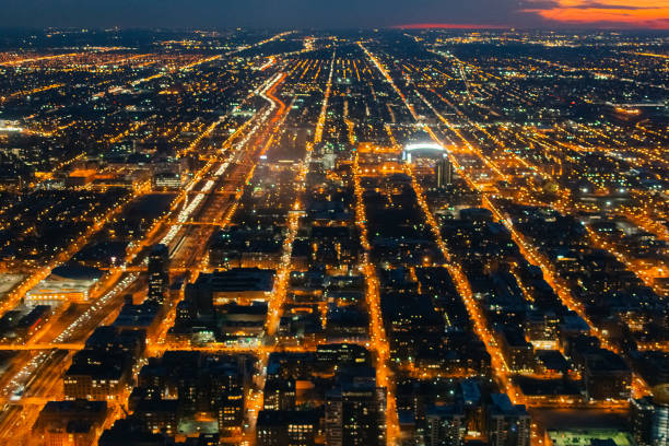 istock Chicago. Cityscape image of Chicago downtown during twilight blue hour. 2182219757
