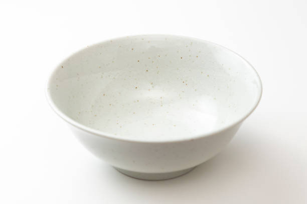 A simple noodle bowl on a white background.