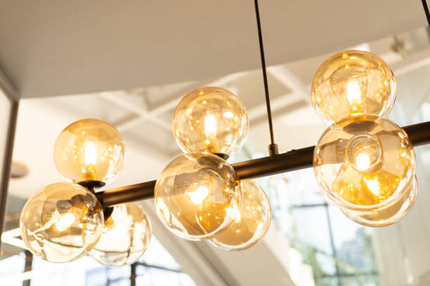 istock Ceiling light bulbs. vintage lamp, bulb decorative in home 2182221579