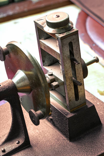 istock Metal instrument with scales sits on workbench 2182226391