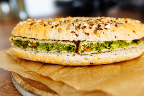 istock sandwich on whole grain bun with vegetable patty 2182229390