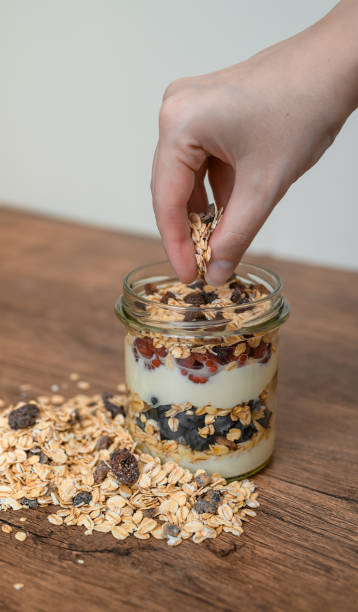 istock Overnight oatmeal made with fresh fruit and oat flakes, a perfect breakfast 2182232525