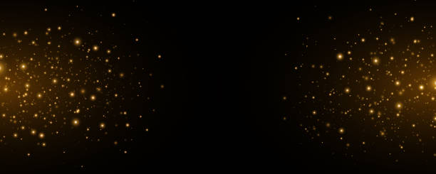 istock Bright blurred sparks isolated on black background. Glowing magical dust with bokeh. Abstract light effect. Glares and flares. Vector illustration 2182234844