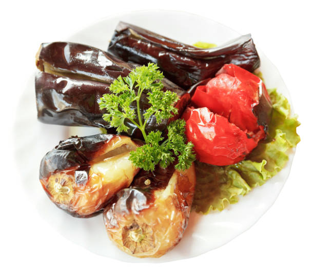 Delicious grilled vegetables arranged on a cutting board
