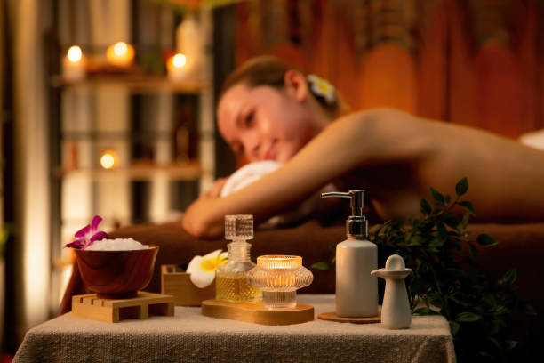 istock Aromatherapy massage ambiance or spa salon composition setup. Quiescent 2182244268