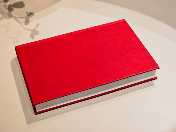 top view of a red book over table