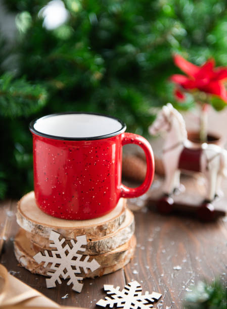 istock Christmas. a red mug on a New Year's background 2182250549