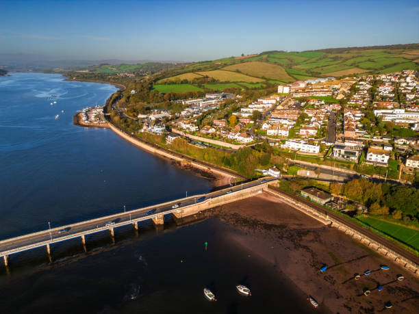 istock Aerial view of Shaldon Bridge in Teignmouth, Devon 2182256617