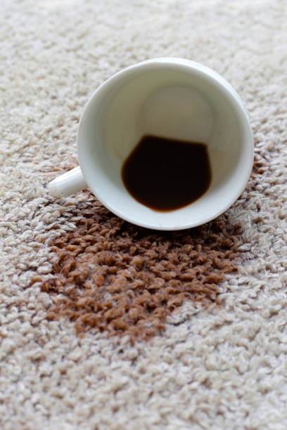 istock Coffee spilled on carpet, Coffee stain 2182259157