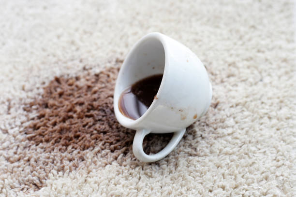 istock Coffee spilled on carpet, Coffee stain 2182259197