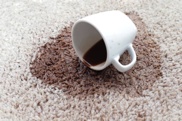 istock Coffee spilled on carpet, Coffee stain 2182259204