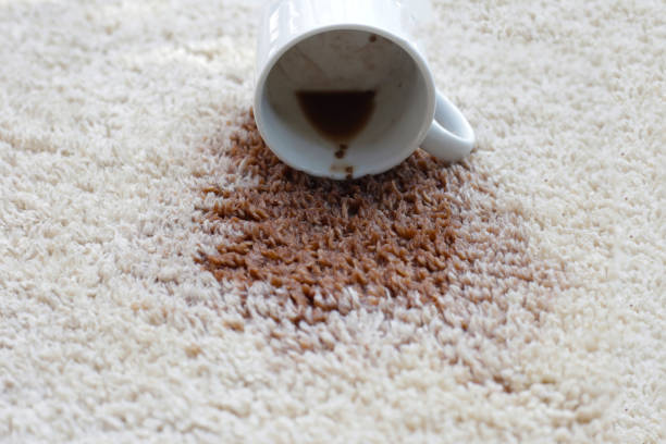 istock Coffee spilled on carpet, Coffee stain 2182260178
