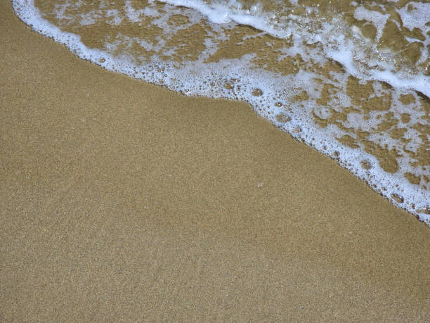 istock Sea background. Soft wave of blue sea on sandy beach 2182261345