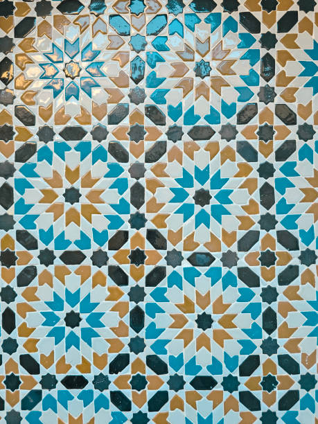 istock beautiful Moroccan Colorful zellige tiles pattern - Mosaic pattern, traditional Islamic Moroccan geometric design. craft, handmade. 2182261374