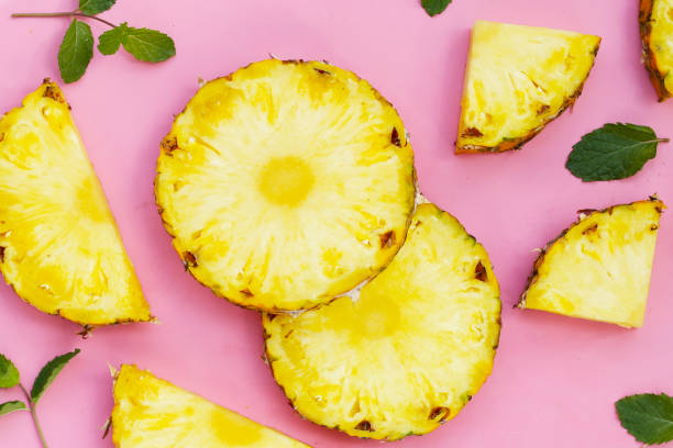 istock Ripe pineapple slices, Fresh fruit 2182265363