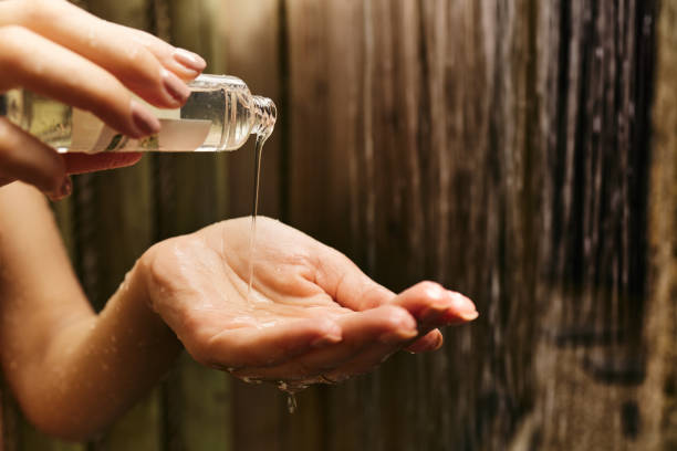 Pouring shower gel in my hand!