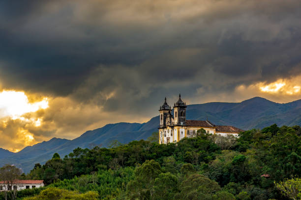 istock Baroque church and mountains 2182275719