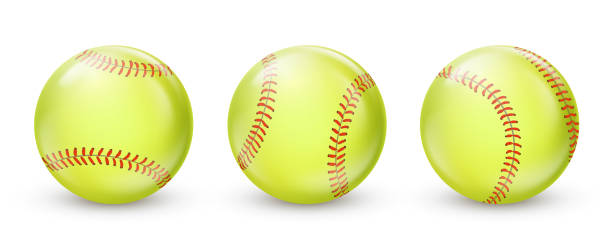 istock Baseball ball vector icon. Green softball set. Base ball equipment illustration 2182284054