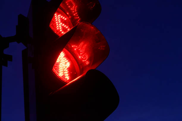 istock Traffic light against the background of the night 2182284847