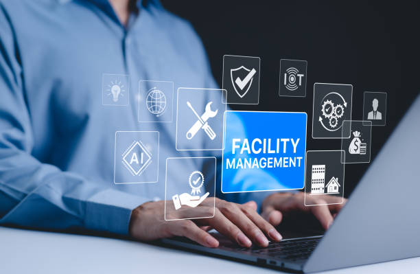 istock Facility Management and Digital Solutions Concept. Icons related to facility management, maintenance, AI, IoT, security, and optimization. integration of technology in managing facilities efficiently. 2182303972