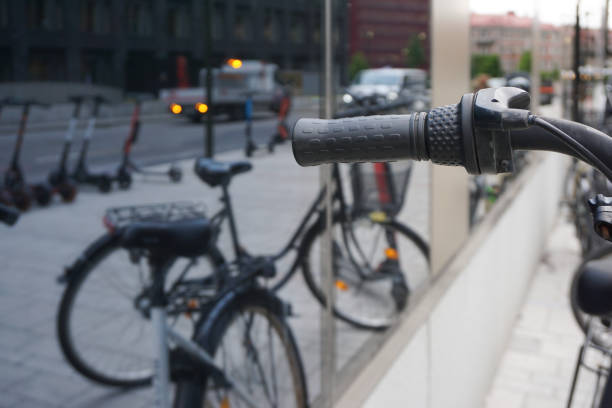 A close-up of a bicycle handlebar