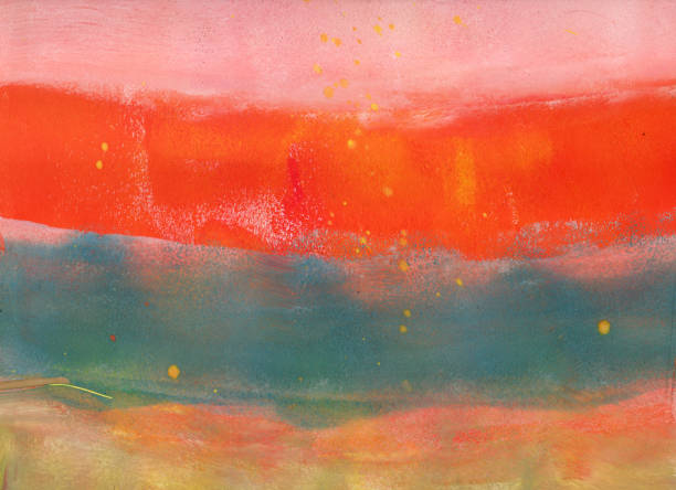 istock Hand drawn abstract gouache painting. Fantasy sunset sky landscape 2182313588