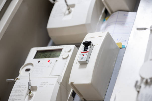 istock Close-Up of Electrical Meter With Digital Display and Switches 2182316811