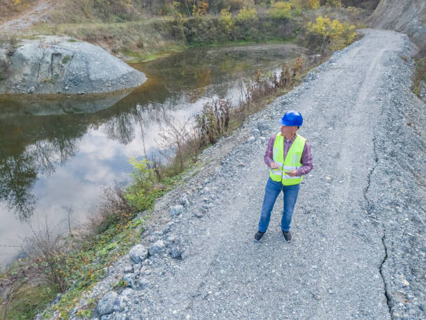 istock Checking quality of earthworks 2182321042