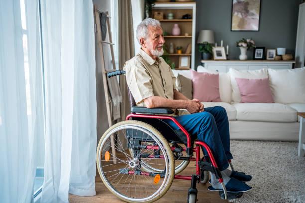 istock Senior man in a wheelchair 2182322090