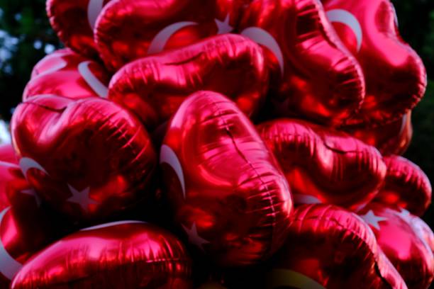 Red crescent and star Turkish Flag patterned balloons