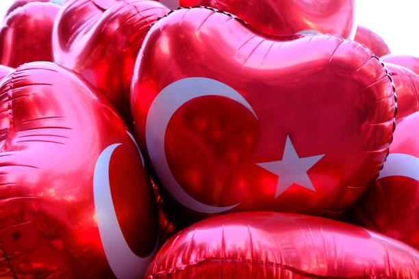 Red crescent and star Turkish Flag patterned balloons
