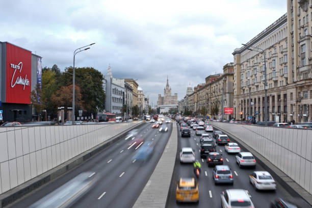 Moscow, Russia - October 05, 2024: Traffic in Moscow. Garden Ring.