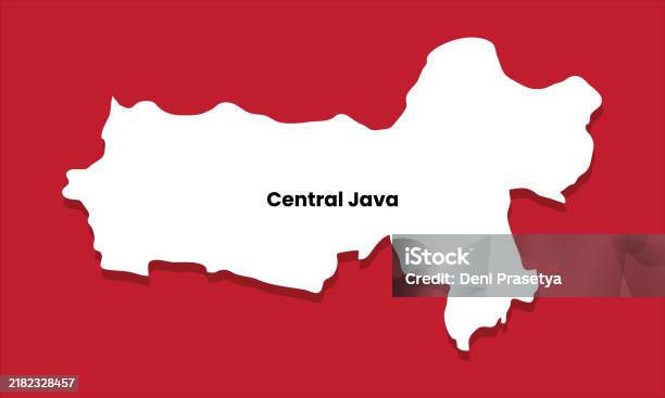 Ilustración de Mapa De La Silueta De Java Central Con Fondo Rojo y más ...