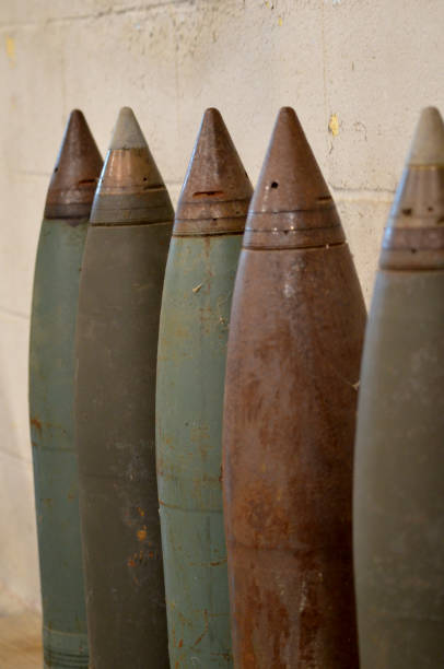 istock 155mm shells for military gun at fort miles museum WWII 2182332111