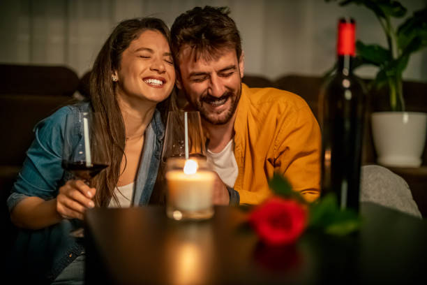 istock Romantic Evening With Wine and Candlelight at Home 2182336079