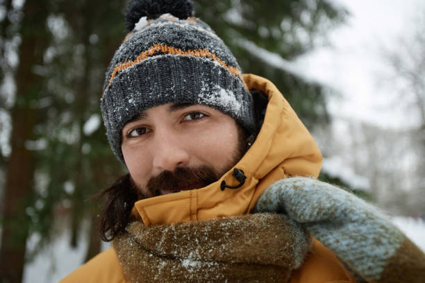 istock Bearded Man Covered in Snow in Winter 2182339644