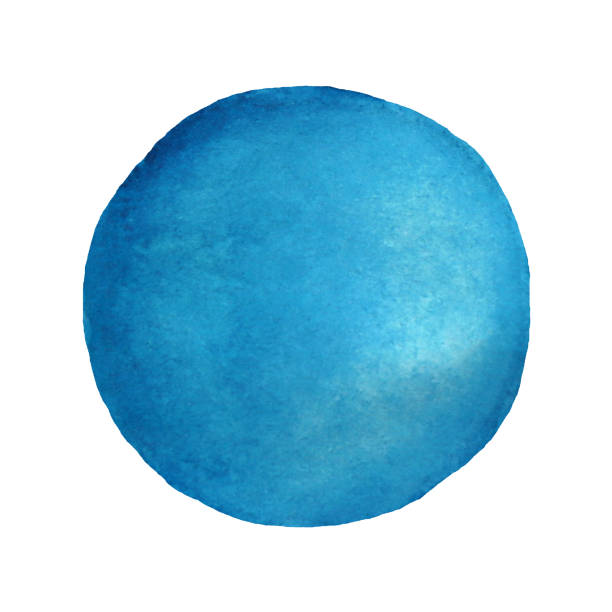 istock The ball is drawn in blue watercolor. Round watercolor decorative element. 2182342178
