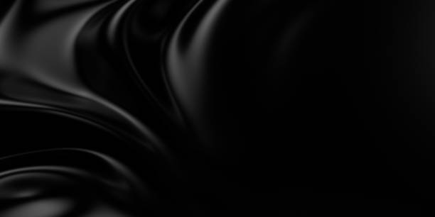 istock 3d soft black waves background. Dark silk crumples. Elegant minimalistic satin ripples backdrop. 3d render illustration 2182343701