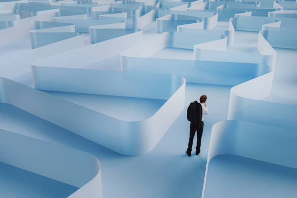 istock Businessman walking in VR environment 2182356579