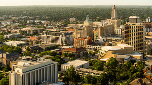 istock Summer in Downtown Lincoln, NE. Nebraska State Capitol dominates the skylin 2182368050