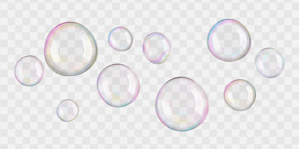istock Cosmetic serum gel drop texture. Transparent liquid oil water, soap bubble float. Skincare isolated face essence cleanser. Iridescent glossy round light shapes. Shiny reflection, flying bath elements 2182371204