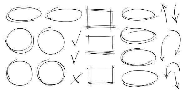 Text Message Ellipses Hand Drawn Highlight Arrows Text Underline Strokes And Emphasis Marks ...