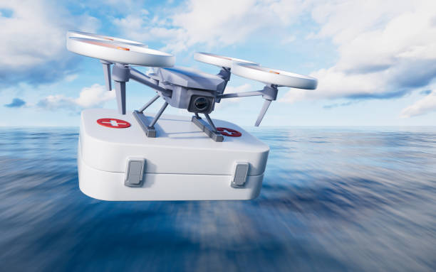 istock Realistic drone carrying the first aid medical box, 3d rendering. 2182381964