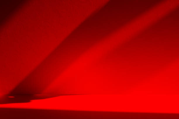 istock Wall interior background, studio and backdrops show products.with shadow from window color red . background for text insertion and presentation product 2182392536