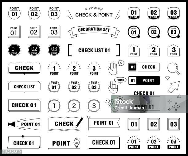 Point Check Layout Point And Check Template Set Numbers Variations Decoration Vector ...
